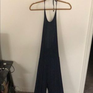 Think&Believe navy halter jumpsuit plunge back
